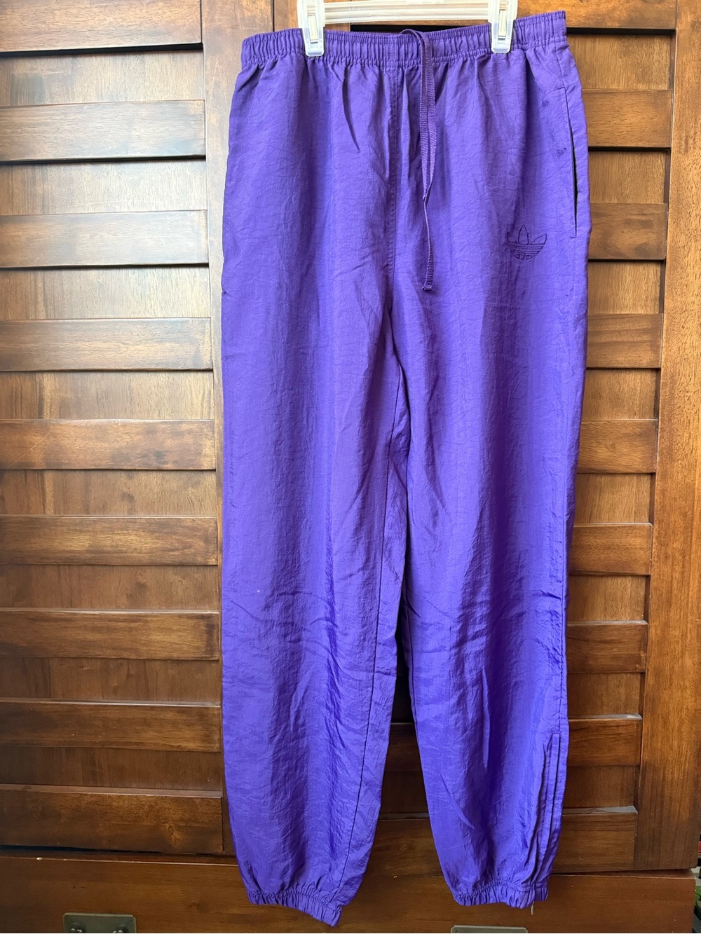 Vintage 90s Adidas Purple Nylon Track Pants Trefoil Windbreaker Pants M